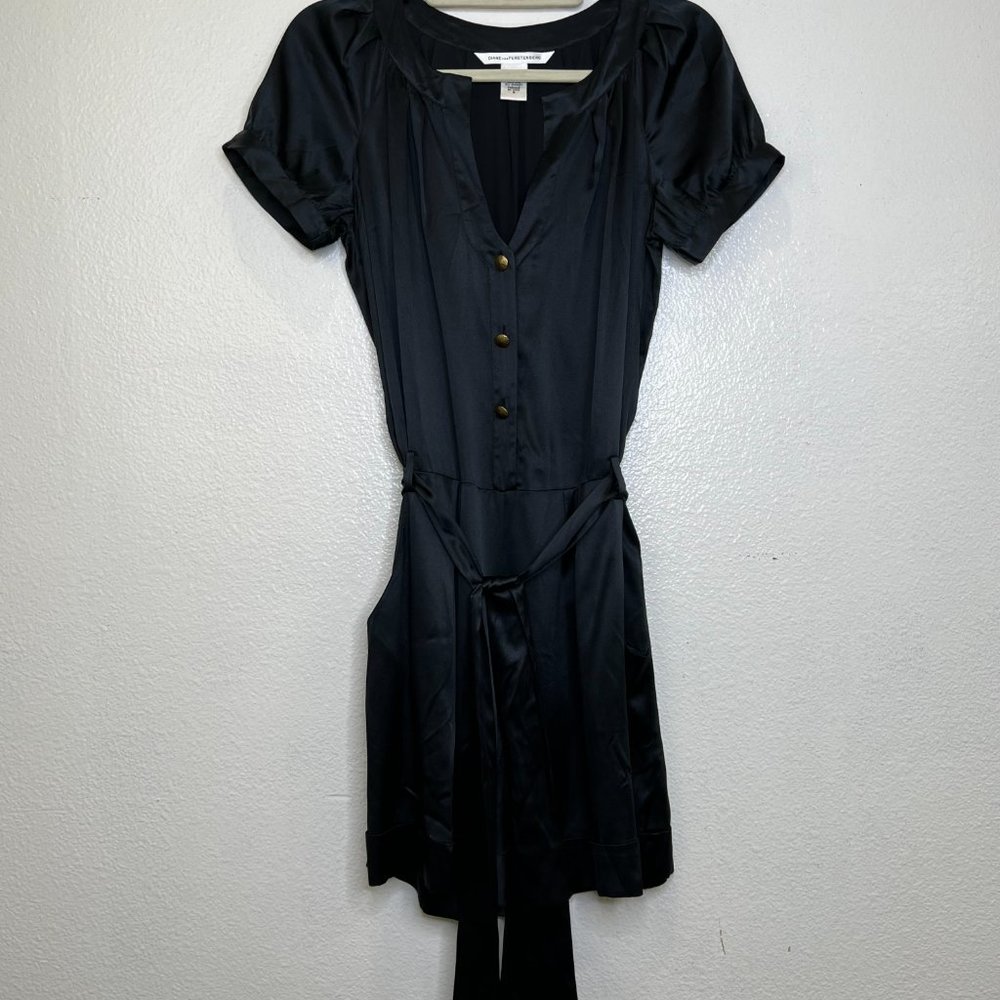 Diane Von Furstenberg Heartie Black Silk Blend Romper Size 8‎ - Picture 4 of 9
